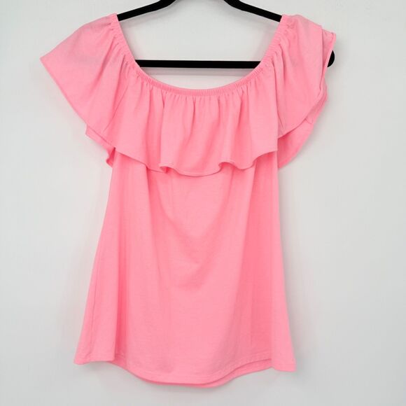 Lilly Pulitzer Tops - Lilly Pulitzer Women's S La Fortuna Off-Shoulder Ruffle Top Flamingo Hot Pink